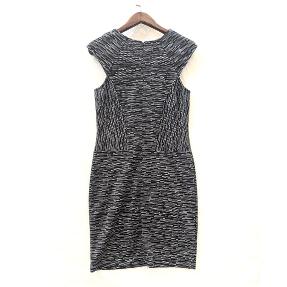 Ann Taylor Shift Dress Size 2 Blue White Cap Sleeve Zip Back Stretchy Formal NEW - Picture 10 of 12